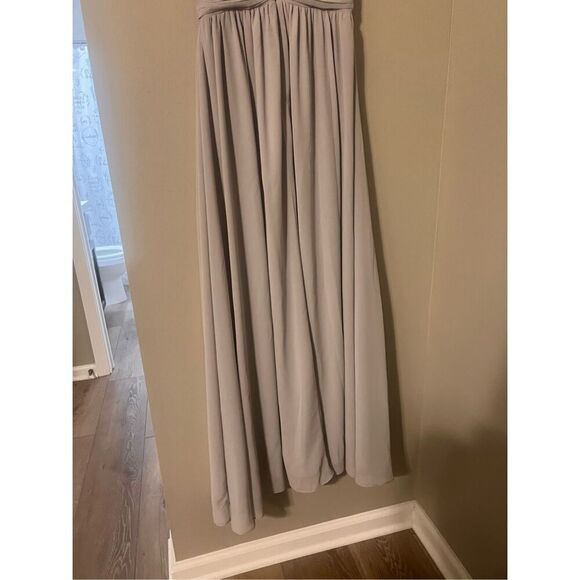 Lulus Size XS Thoughts Of Hue Light Grey Surplice Maxi Dress High Slit Formal - Picture 13 of 14